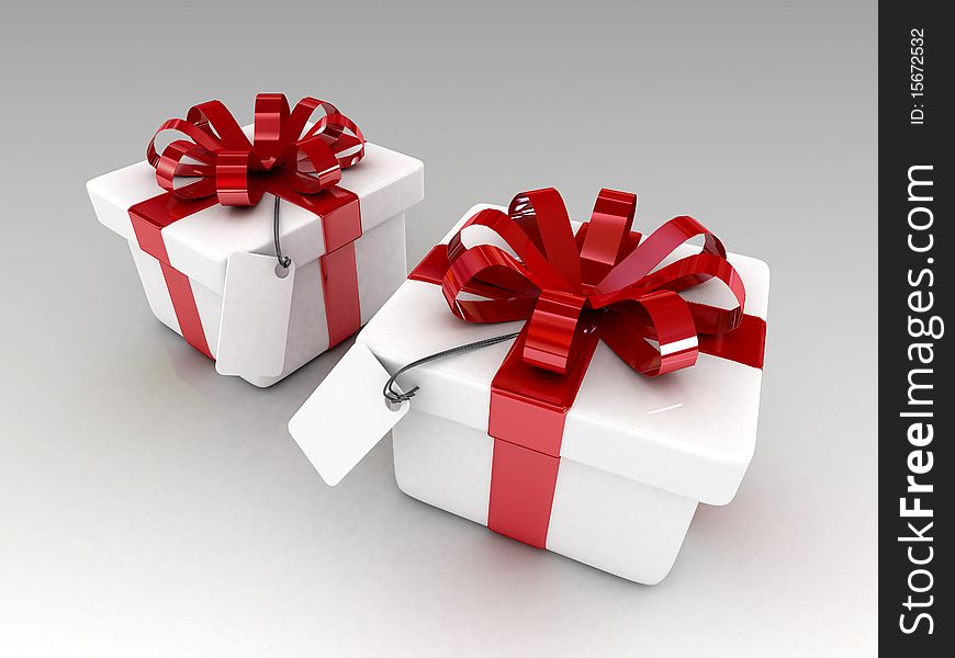 Red gift with blank note paper-3d rendered