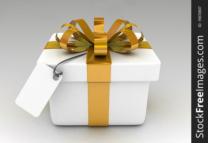 yellow gift with blank note paper-3d rendered