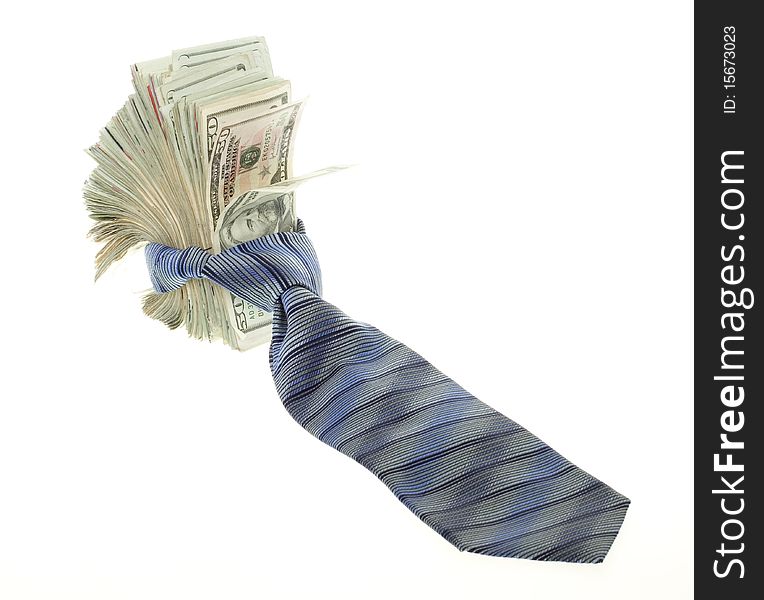 Twenty Dollar Bills Tied Up With A Neck Tie