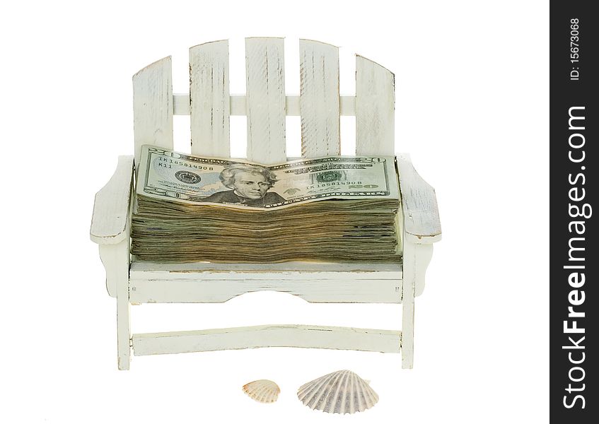 Big Stack Of Twenty Dollar Bills In A Chair