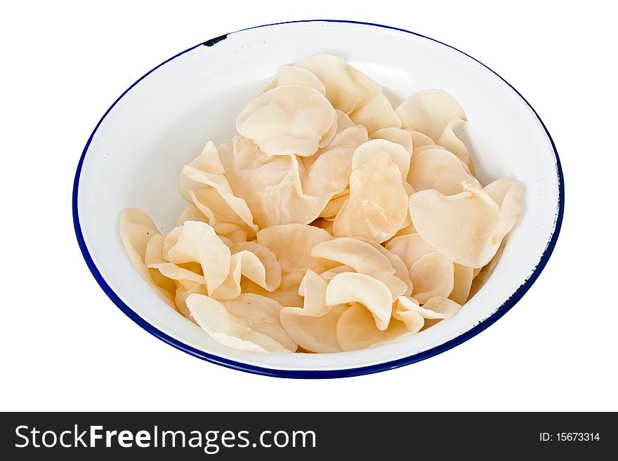 White Jelly Mushroom isolated on white background