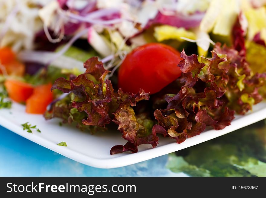 Close up , Fresh , mixed summer salad