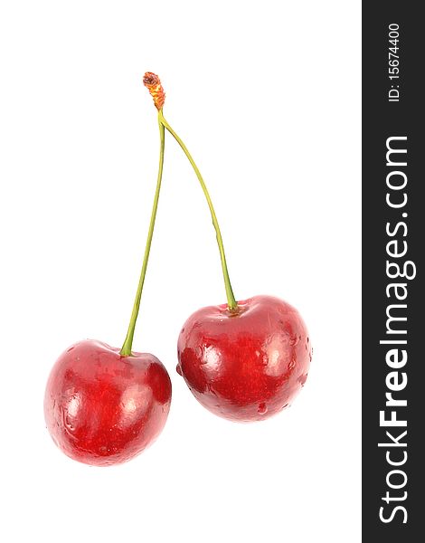 Ripe cherry on white background (isolated)