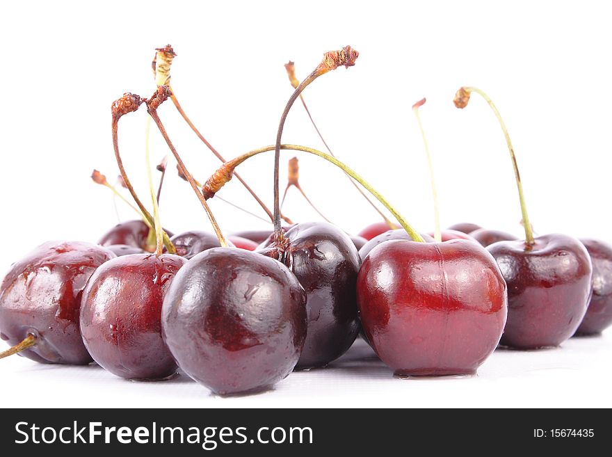 Ripe cherry on white background (isolated)