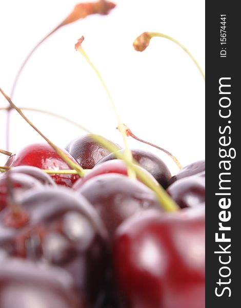 Ripe cherry on white background (isolated)