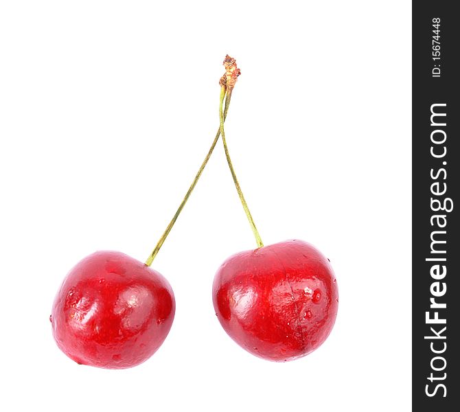 Ripe cherry on white background (isolated)