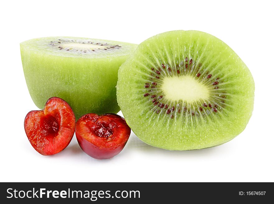 Ripe kiwi on white background (isolated, clipping path)