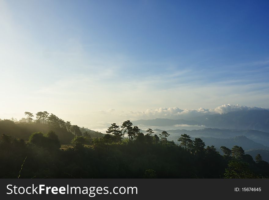 The bright morning at Mae Miey National Park, Tak Province, Thailand