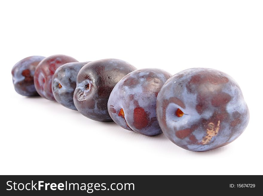 Ripe plum on white background (isolated, clipping path)