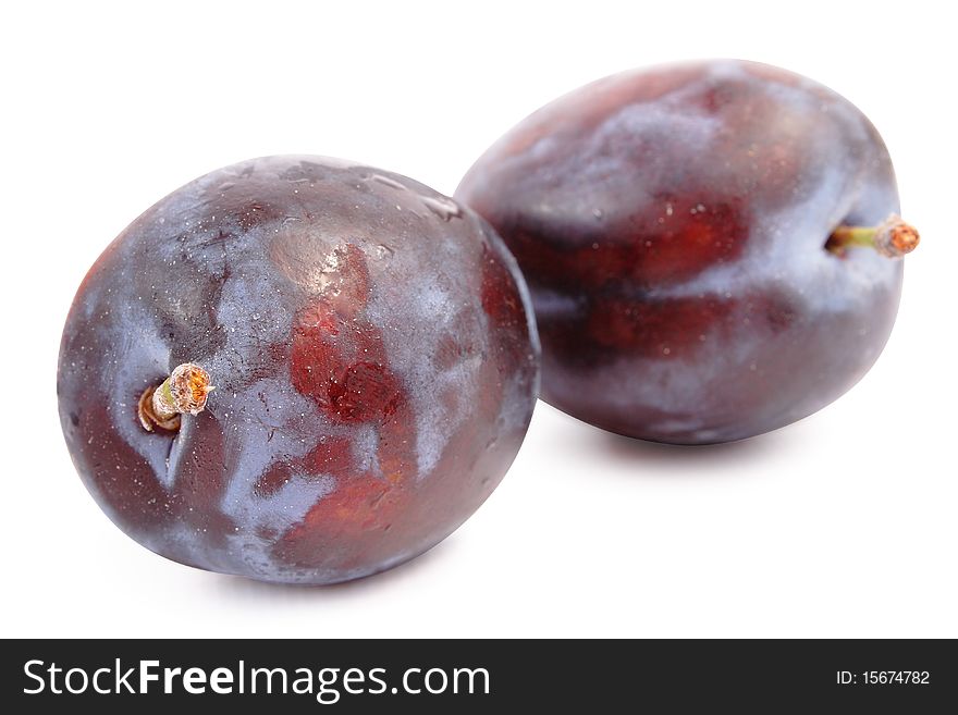 Ripe plum on white background (isolated, clipping path)