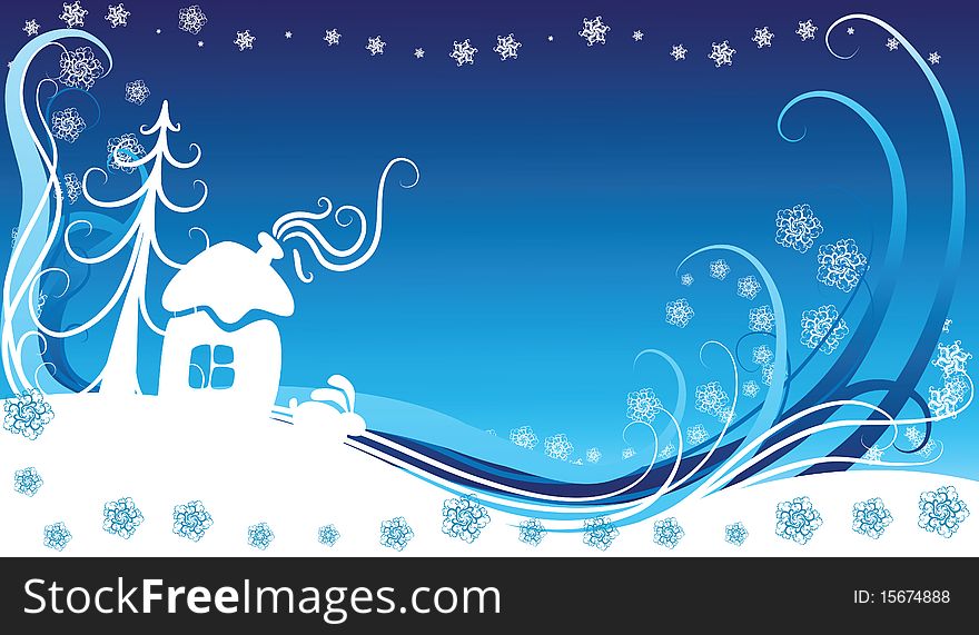 Blue christmas background, abstract illustration