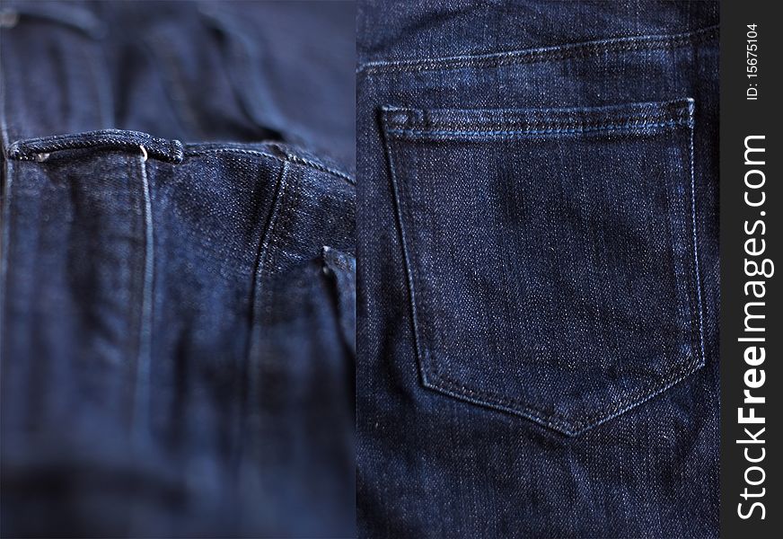 Two Dark blue jeans background