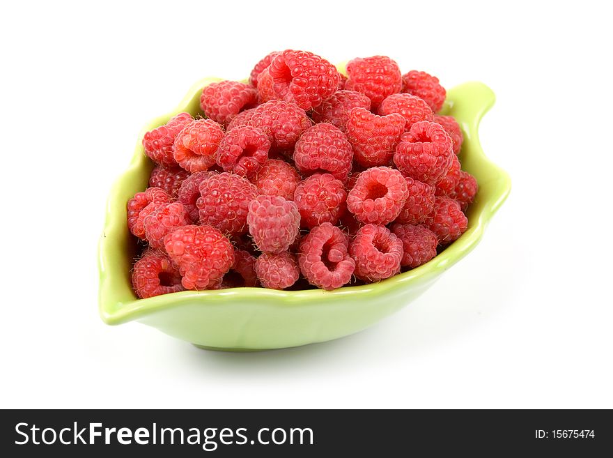 Ripe raspberries isolated on a white background