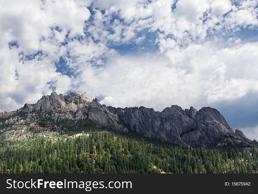 Castle Crags, the key rock formation in Castle Crags State Park, California.