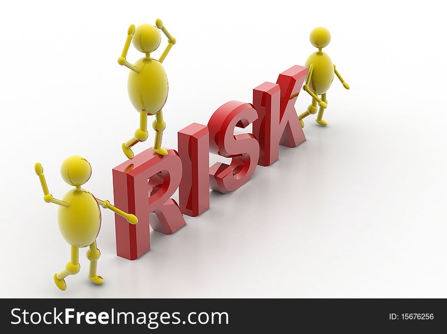 Digital illustration of risk concept in isolated background. Digital illustration of risk concept in isolated background