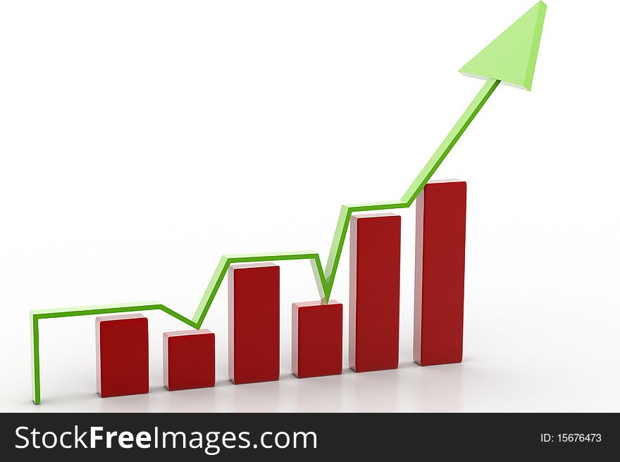 showing rise in business benefits or earnings 3d graph