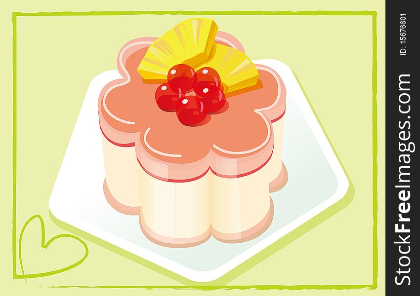 Cherry cake illustration A nice sunny day