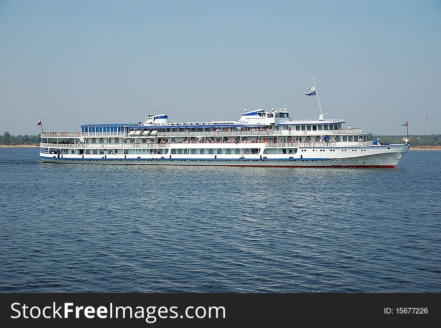 White river cruise boat on Kama river, Russia