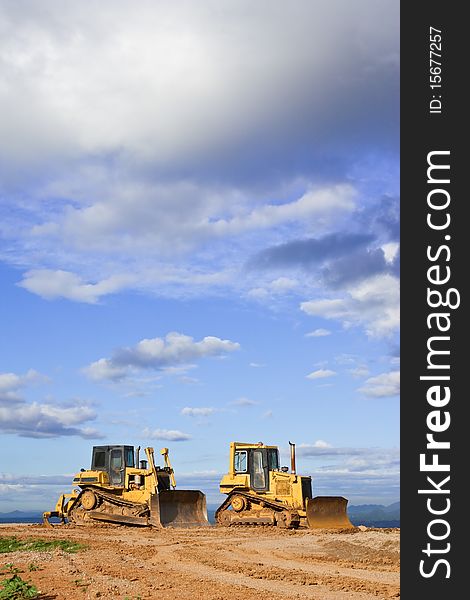 Tractor In Construction Site On Mountain