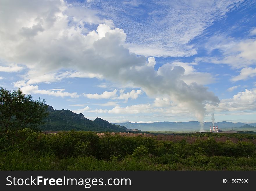 Smoke From Electric Plant, North Of Thailand