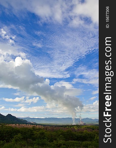 Blue sky and electric plant in northern Thailand. Blue sky and electric plant in northern Thailand