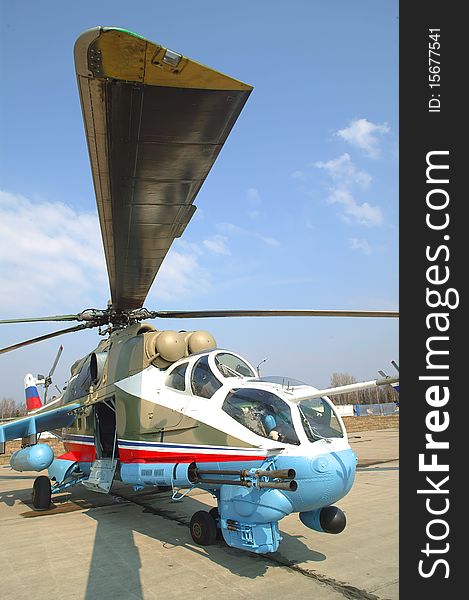 Russian military aerobatic team Golden eagles (Berkuty) - helicopter Mi-24 (Mi24). Russian military aerobatic team Golden eagles (Berkuty) - helicopter Mi-24 (Mi24)