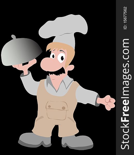 Funny chef ready to serve. Vector. Funny chef ready to serve. Vector