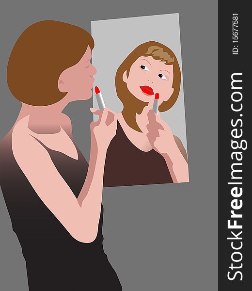 Lipstick in the mirror