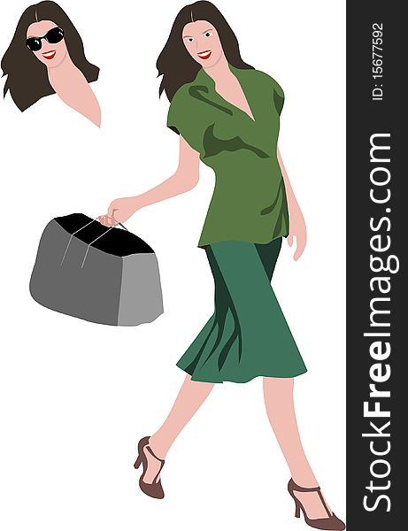 Nice woman going shopping. Vector