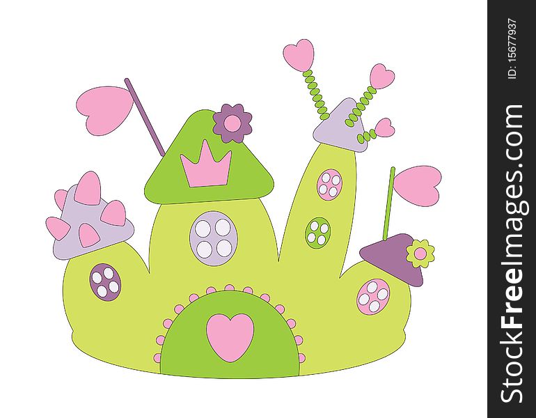 Illustration of funny green castle. Illustration of funny green castle