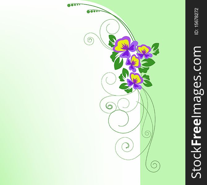 Purple floral on a background of green arch. Purple floral on a background of green arch
