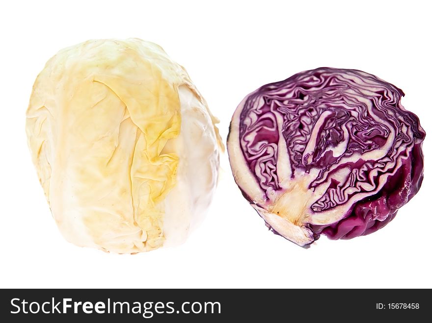 Fresh cabbages isolated on white background