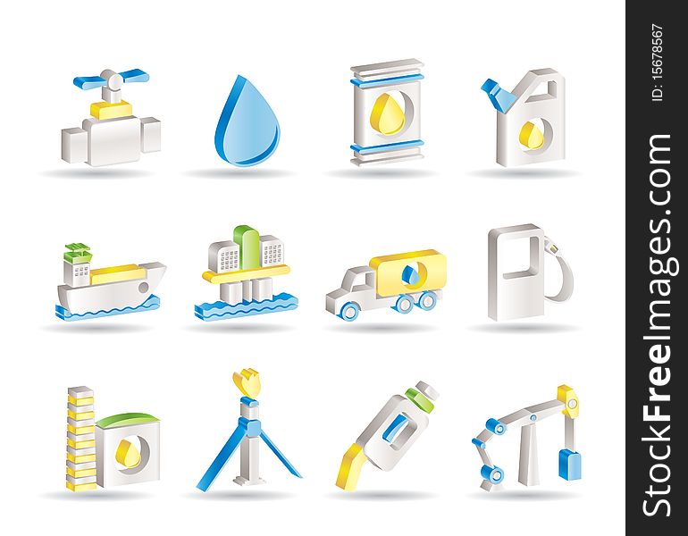 Oil and petrol industry objects icons