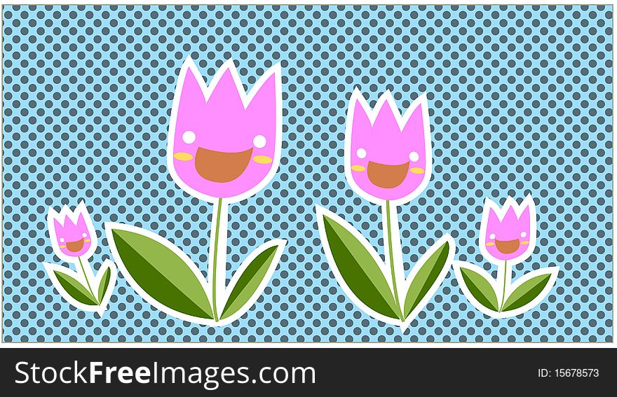 The happy tulip with pattern background.