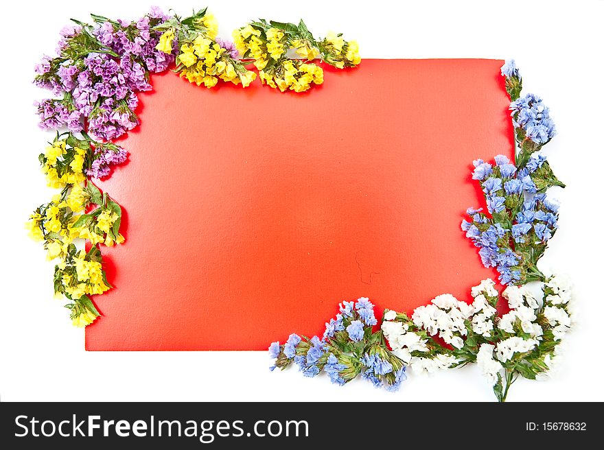 Red paper blank on white with flowers design. Red paper blank on white with flowers design