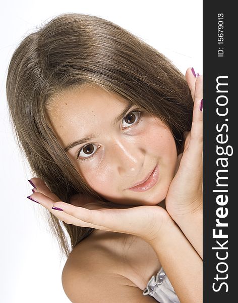 Portrait of a young girl in studio