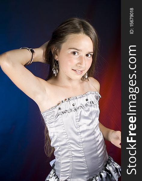 Young girl posing on studio