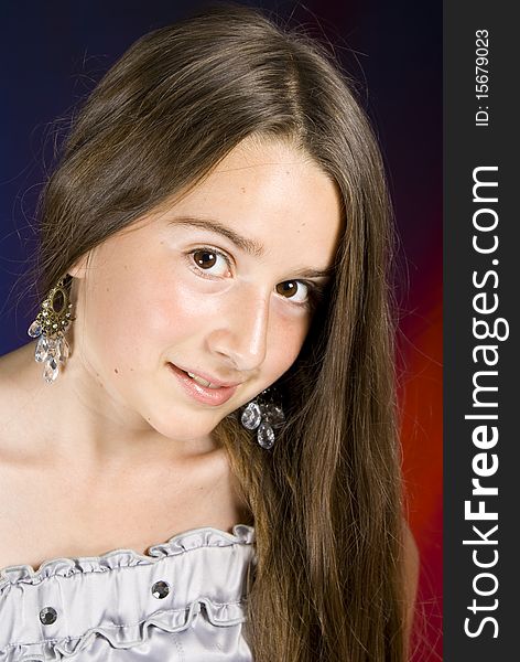 Portrait of a young girl in studio