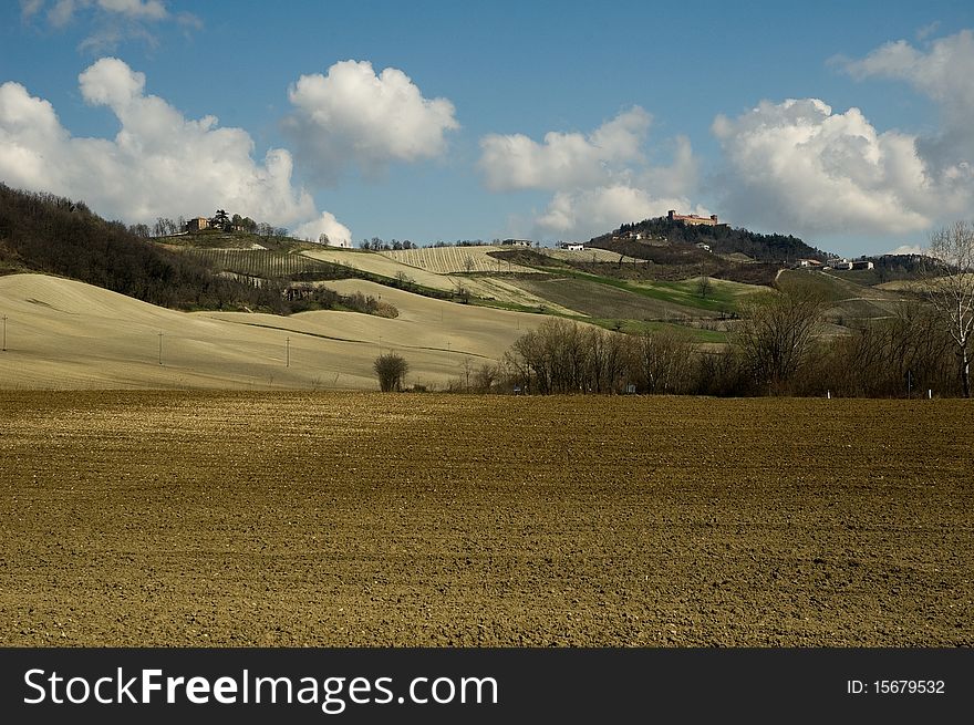View of the hills of Montalto Pavese, oltrepo. View of the hills of Montalto Pavese, oltrepo