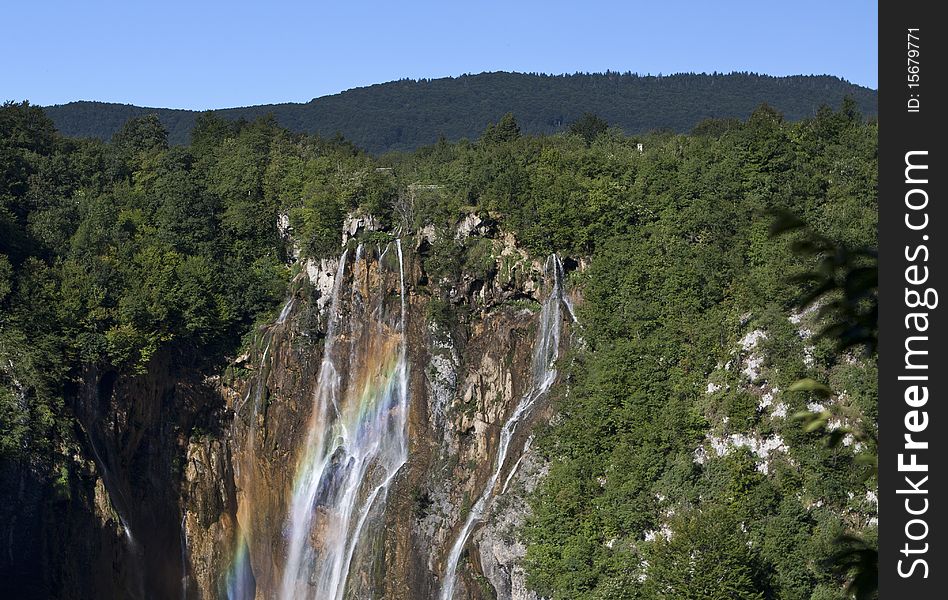 Rainbow in Plitvice park, photo taken in Croatia National Park. Rainbow in Plitvice park, photo taken in Croatia National Park