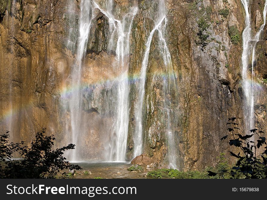 Rainbow in Plitvice park, photo taken in Croatia National Park. Rainbow in Plitvice park, photo taken in Croatia National Park