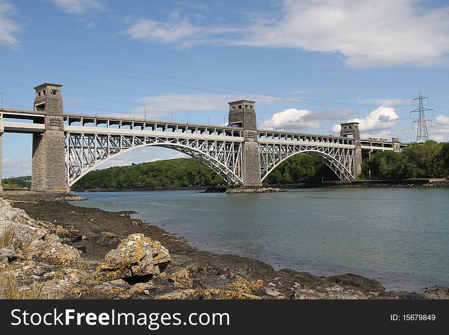 Britania Bridge spanning the Menai Straits. Britania Bridge spanning the Menai Straits.