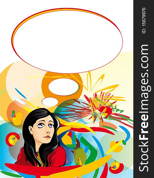Young girl with bubble â€“ vector illustration
