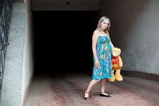 Woman And Teddy-bear Stock Photos Woman And Teddy-bear Stock Photos