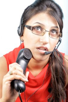 Busy Call Center Executive Stock Photo Busy Call Center Executive Stock Photo