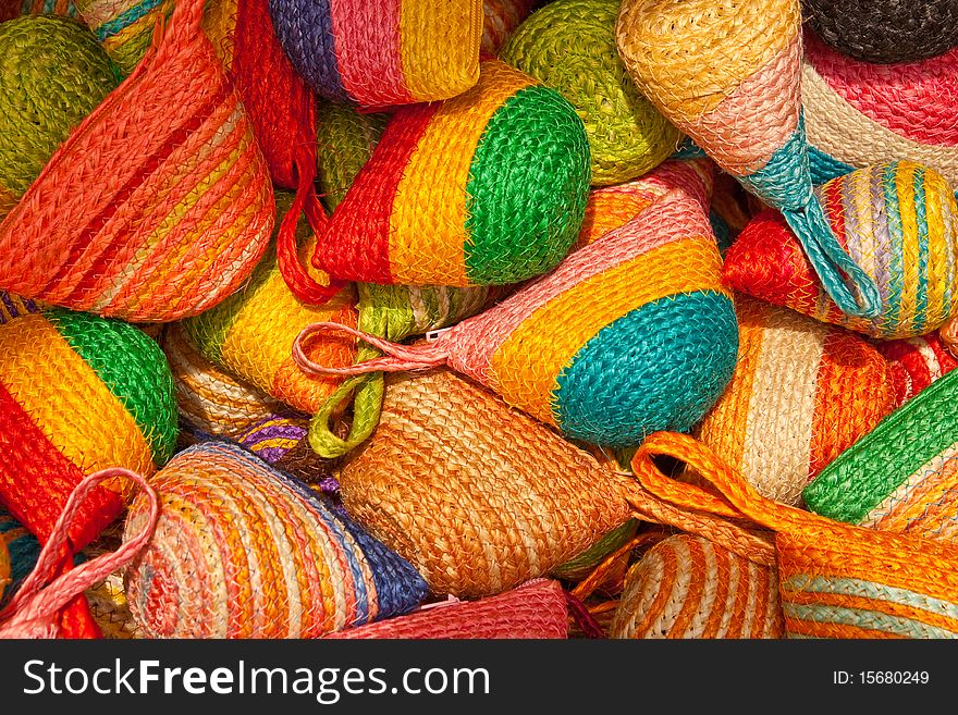 Small colorful bag in the jatujak market, Thailand.