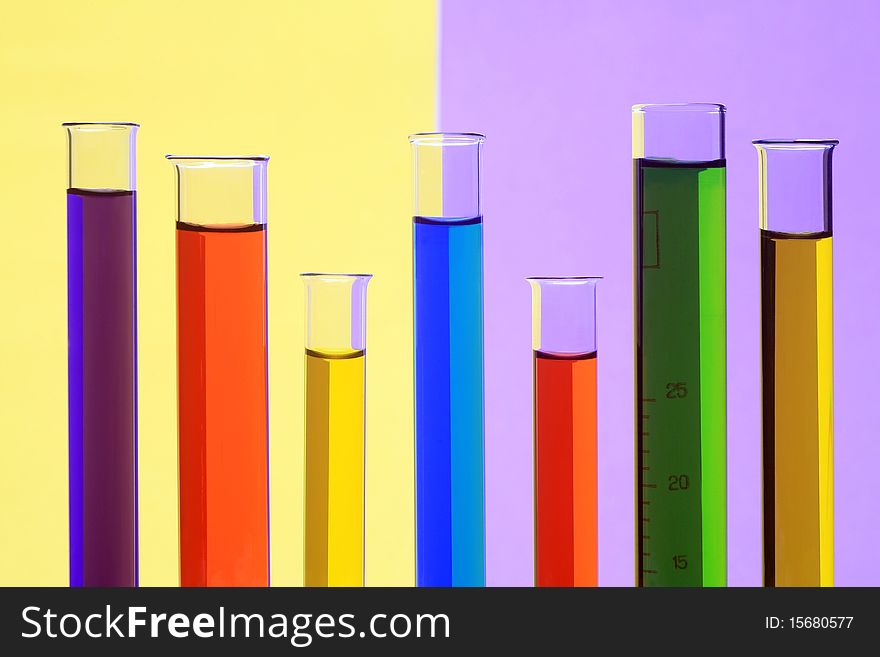 Laboratory test tubes with a chemical liquid