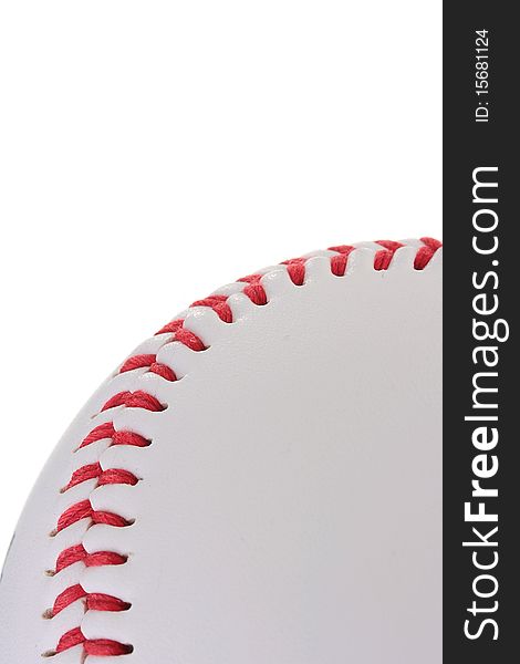 A white baseball with red stitching. Add your text to the background.