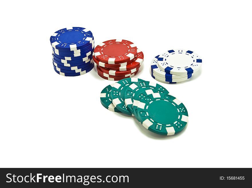 Poker chips isolated on white