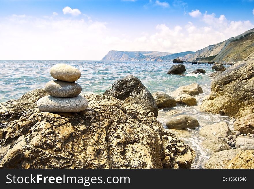 Three stones on the beach. Three stones on the beach